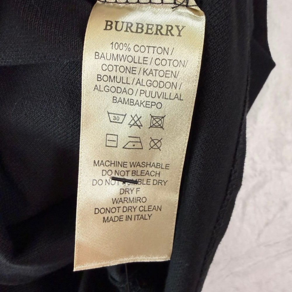Burberry London England Mens XXL Black Cotton Pique Polo Shirt Logo Patch Italy - Picture 9 of 10